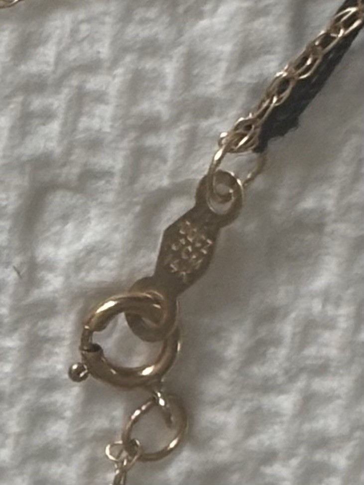 14k Solid Gold Heart Charm Necklace w/ 3 Round White Diamonique CZ diamonds