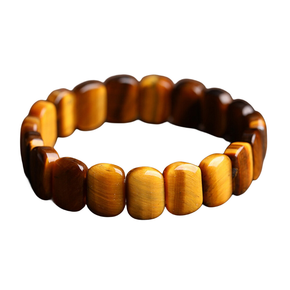 Natural Yellow Tiger’s Eye Gemstone Elastic Bracelet Bangle 7.5″ F Style USA