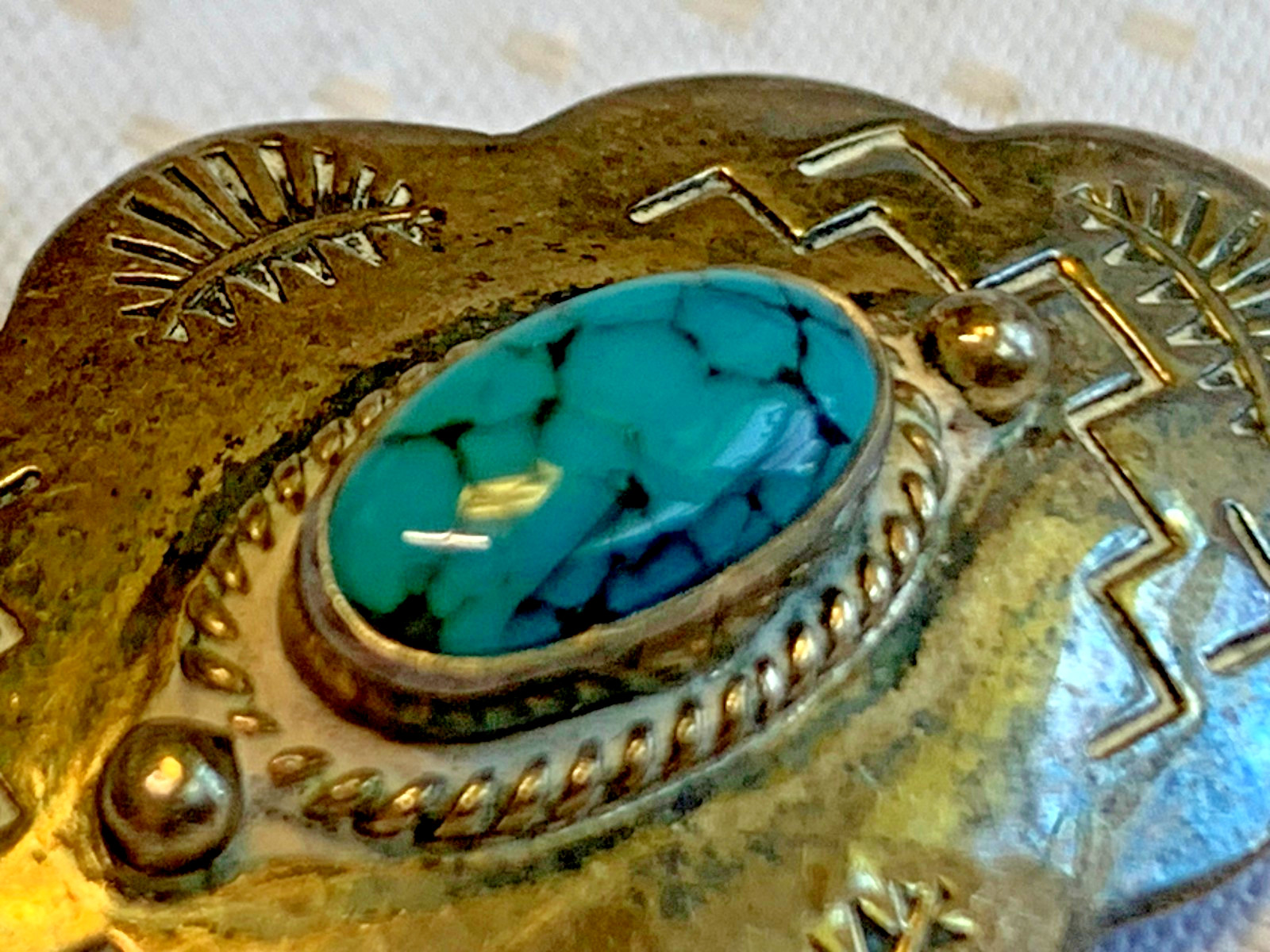Sterling Silver Turquoise Signed Brooch 4.59g Fine Jewelry Scatter Pin *READ*