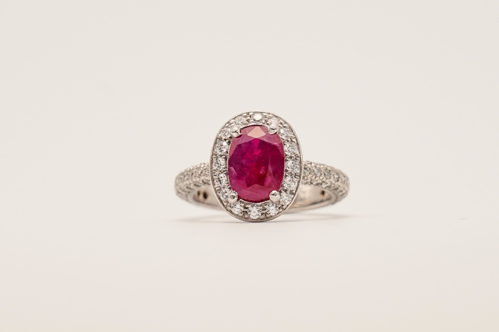 GIA Certified 2.11ct Unheated Ruby Tanzania Diamond Platinum Ring