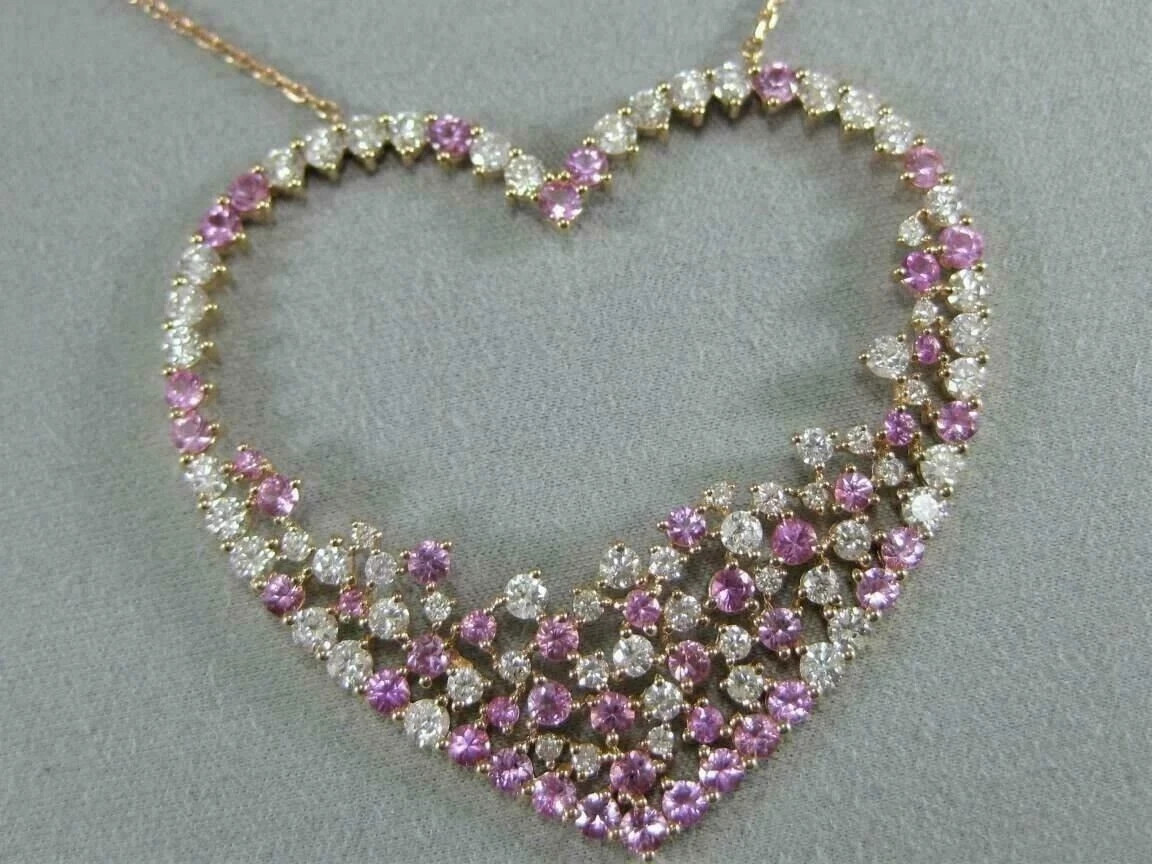 Sapphire 1Ct Round Cut Heart Pendant 14K Yellow Gold Finish 18” Chain