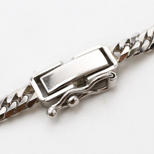 Pt850 Solid Platinum 24g 3.3mm 6-Sided Double Curb Chain Necklace 23.5″ MIJapan