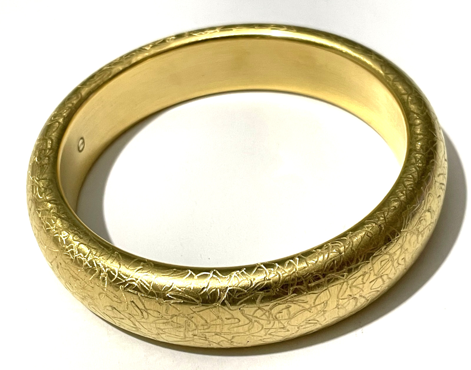 Chunky Milor Italy 14K Over Resin Electroformed Textured Slip On Bangle Bracelet