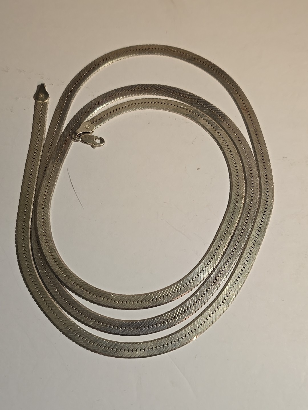 ITALY 925 STERLING SILVER HERRINGBONE CHAIN NECKLACE UNISEX 36IN LOBSTER CLASP