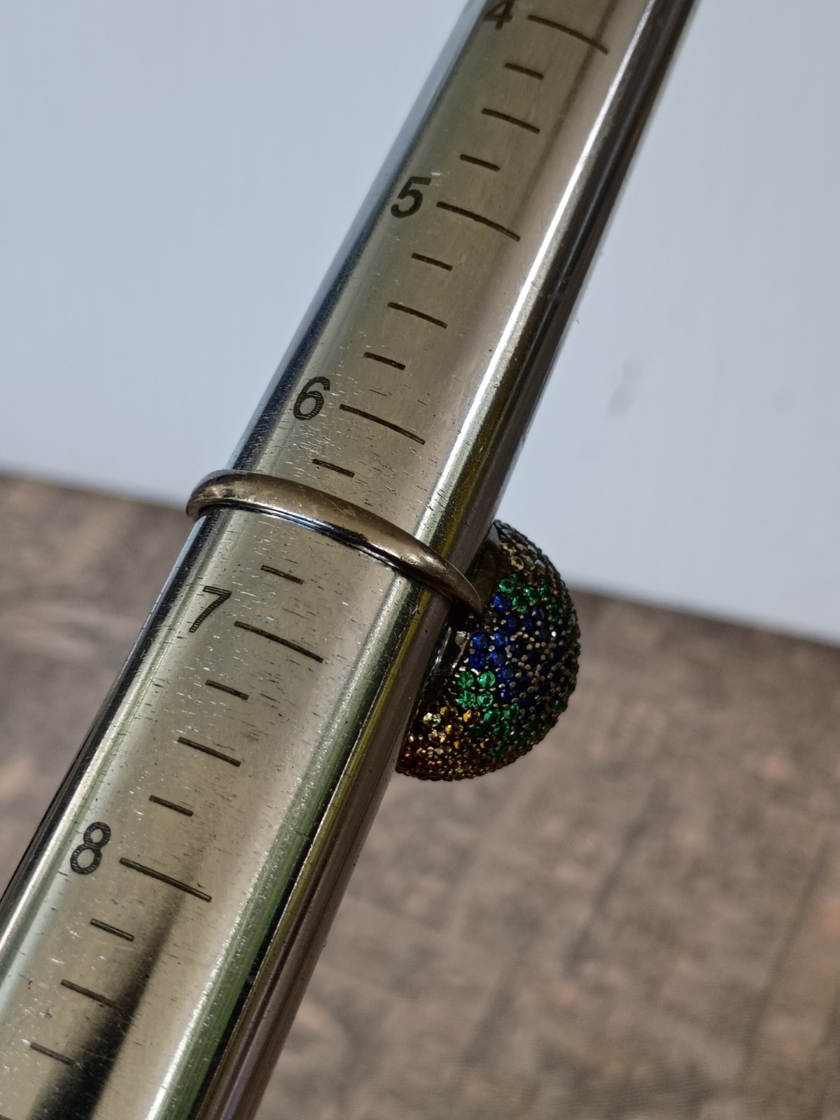 Sterling Silver Disco Ball Ring Crystal Multi Color Gemstone💥 Best Offer 💥6.5
