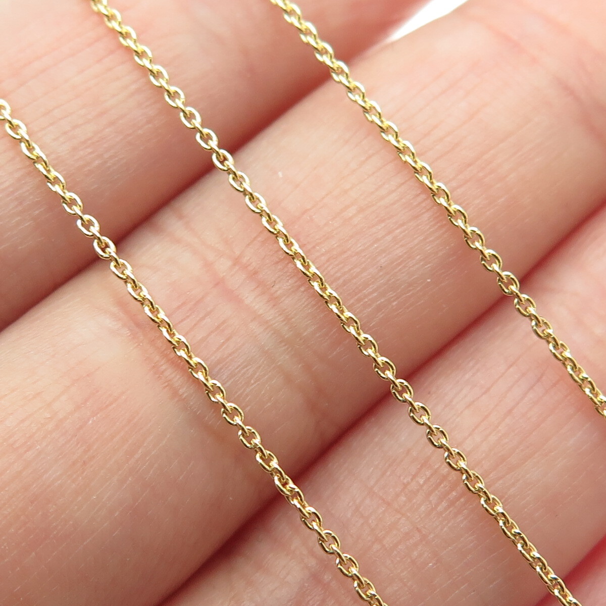 925 Sterling Silver Gold Plated Italy Cable Chain Necklace 15-16″