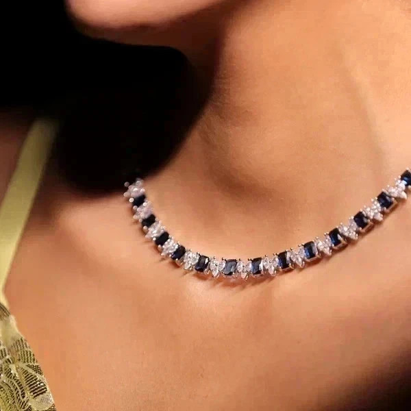 18CT Emerald Lab Created Sapphire Womens Tennis Necklace 14k White Gold Plated