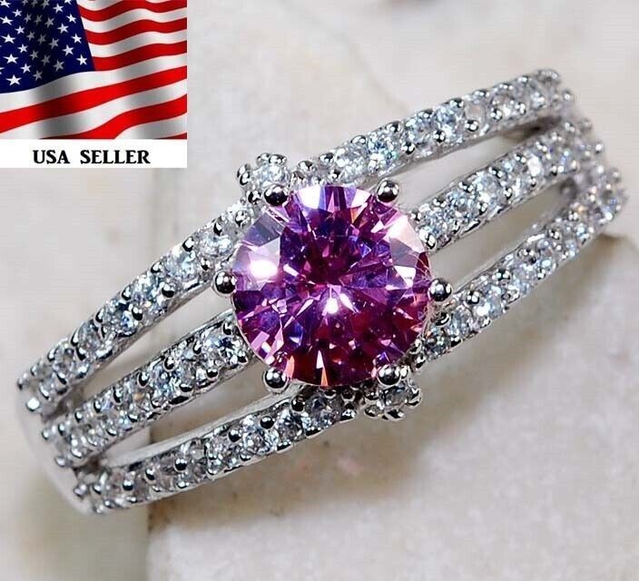 1CT Heat Treated Pink Topaz 925 Sterling Silver Ring Sz 6 UB4-1