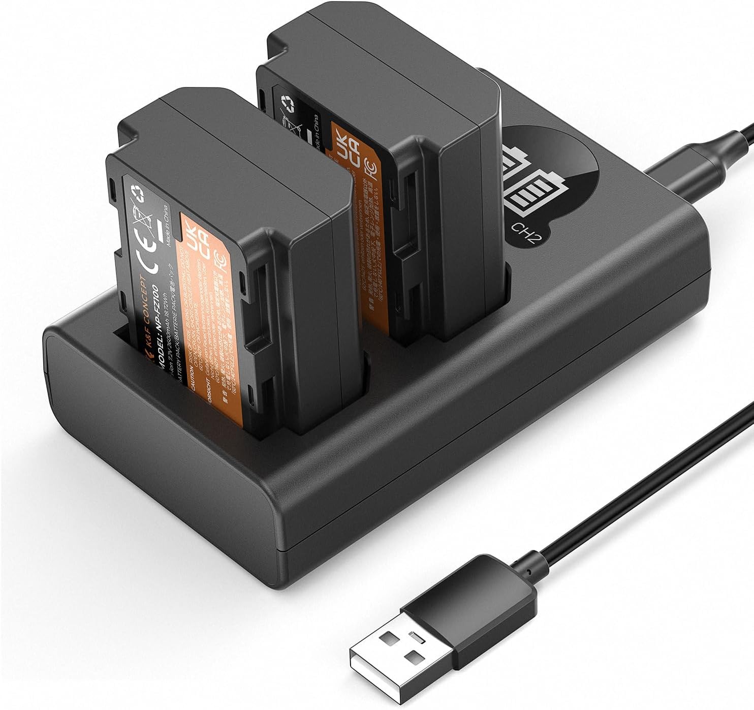 2600mAh NP-FZ100 Battery and Charger Set, Compatible with A7iii Batt