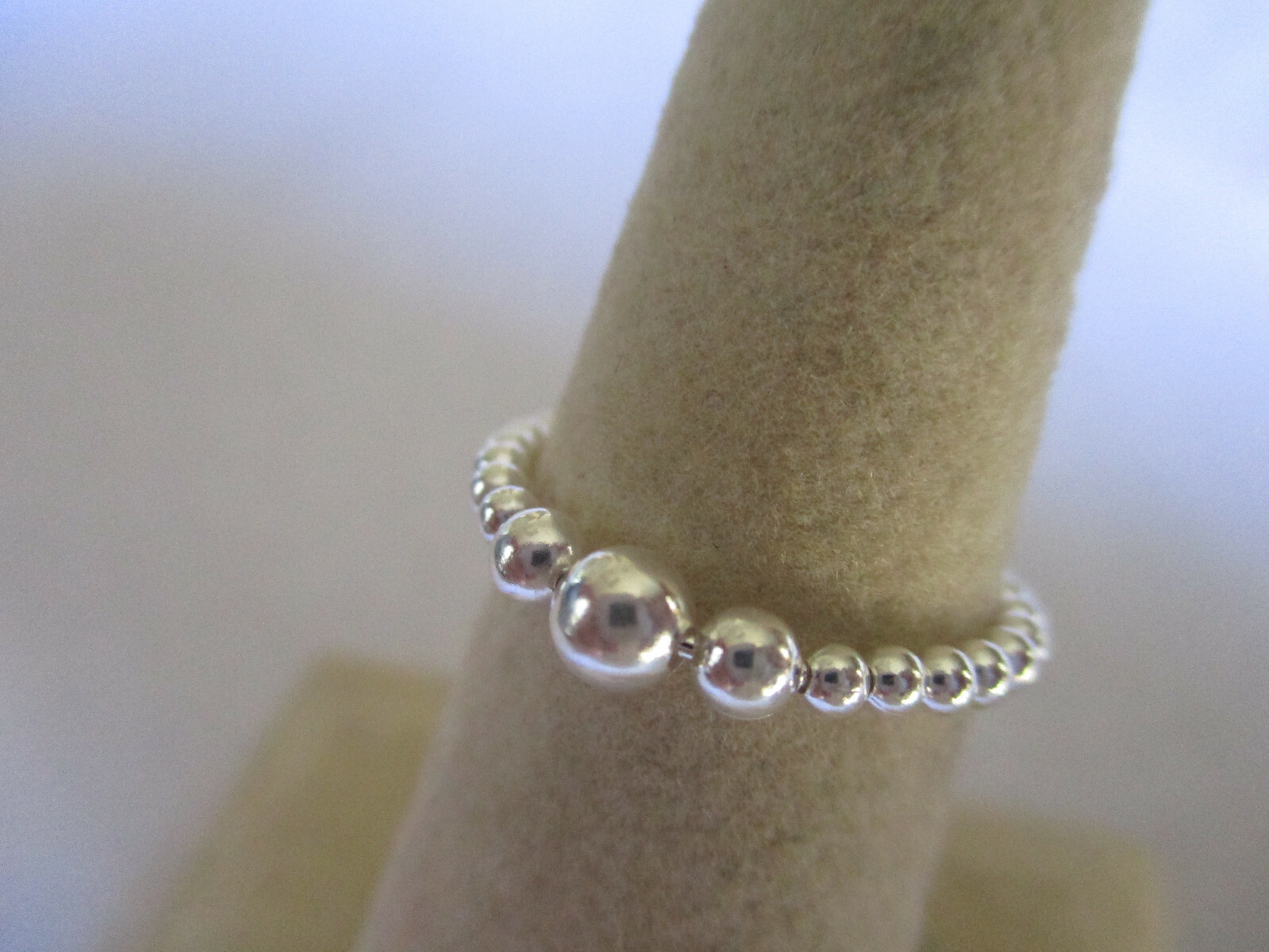 Sterling Silver Ball Bead ring 2mm with a 3 and 4mm center stackable ring size 5