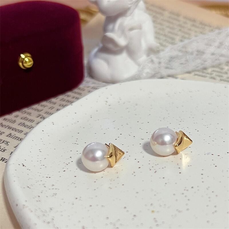 8-9mm Natural South Sea White Pearl Earrings 925 Sterling Silver