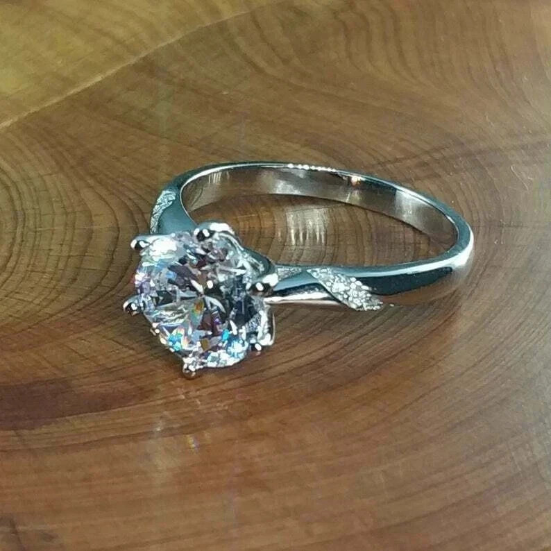 2.00Ct Round Natural Diamond Solid 14K White Gold Luxurious Engagement Ring