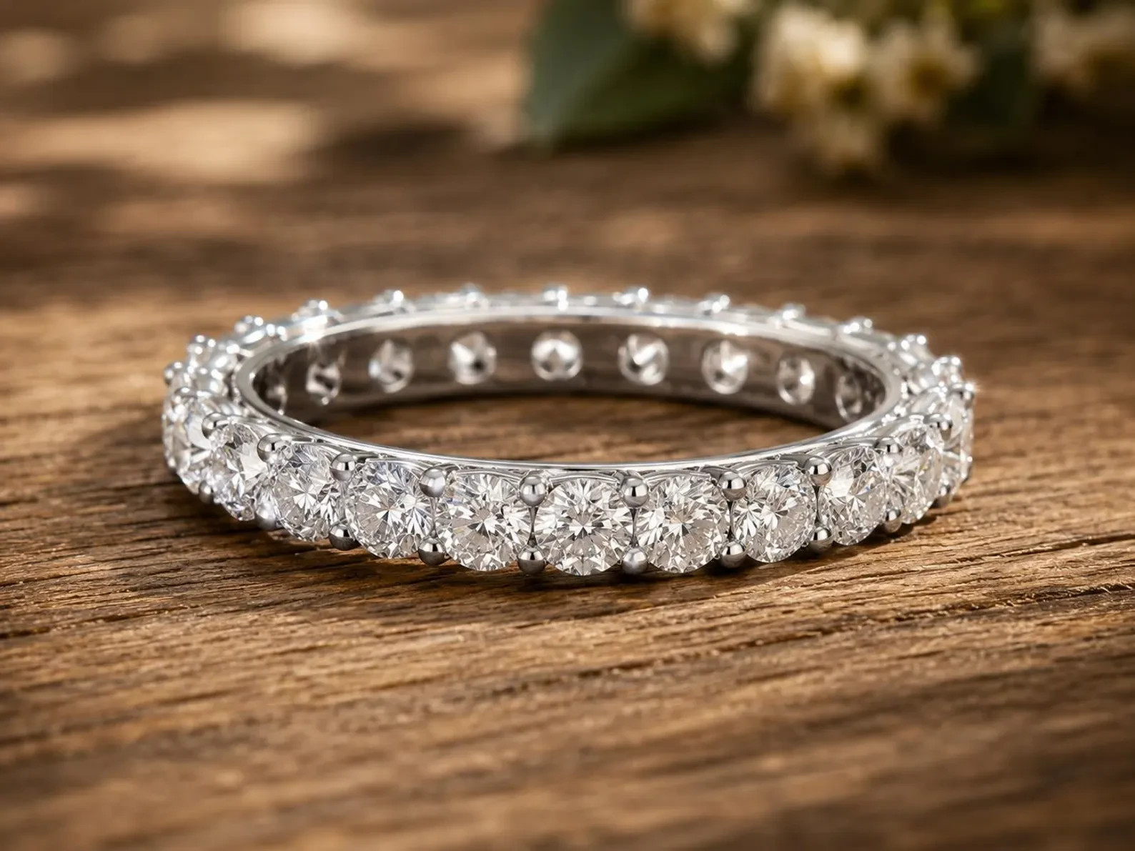 4.00Ct Round Cut Natural Diamond solid 14K White Gold Luxurious Engagement Ring