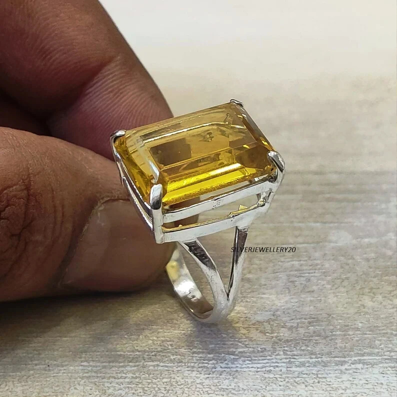 Natural citrine ring, Sterling Silver, cocktail ring, alternative , All Size