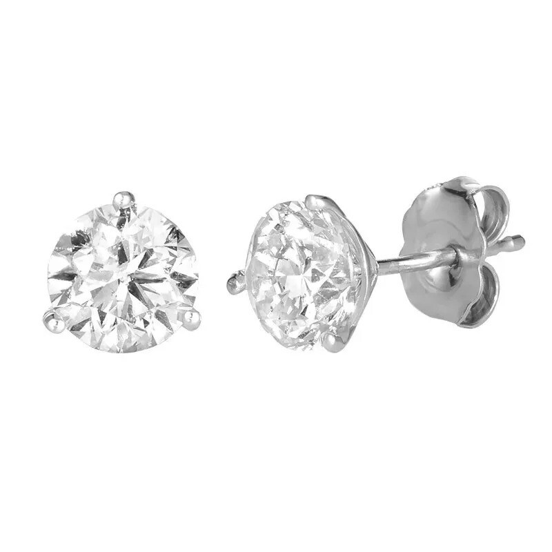 0.12 Ct Round Cut 3 Prong Moissanite 925 Silver Stud