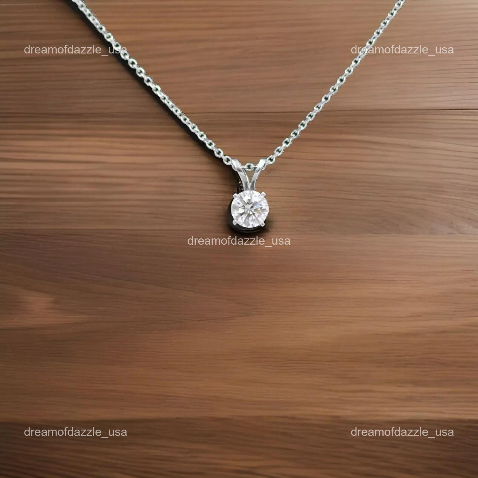 Diamond Father’s Day Chain Daughter Gift Prong Necklace Jewelry 14K White Gold