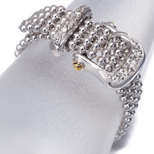 Diamond Mesh Belt One Size Fits All Ring 18K 750 White Gold