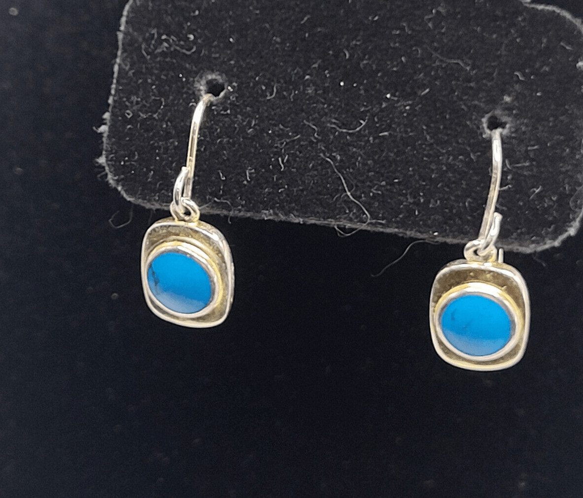 Sterling Silver Turquoise Howlite Drop Earrings 1in long 2.48g Signed SU