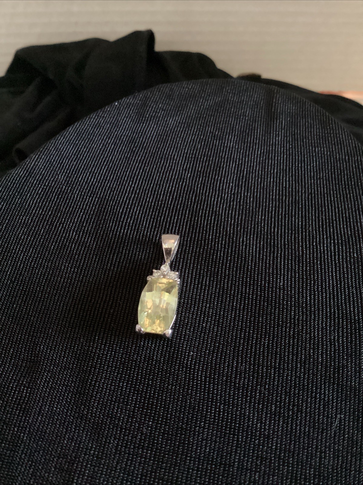 Rectangle Shape Lemon Quartz Gemstone 925 Sterling Silver Pendant Rhinestones
