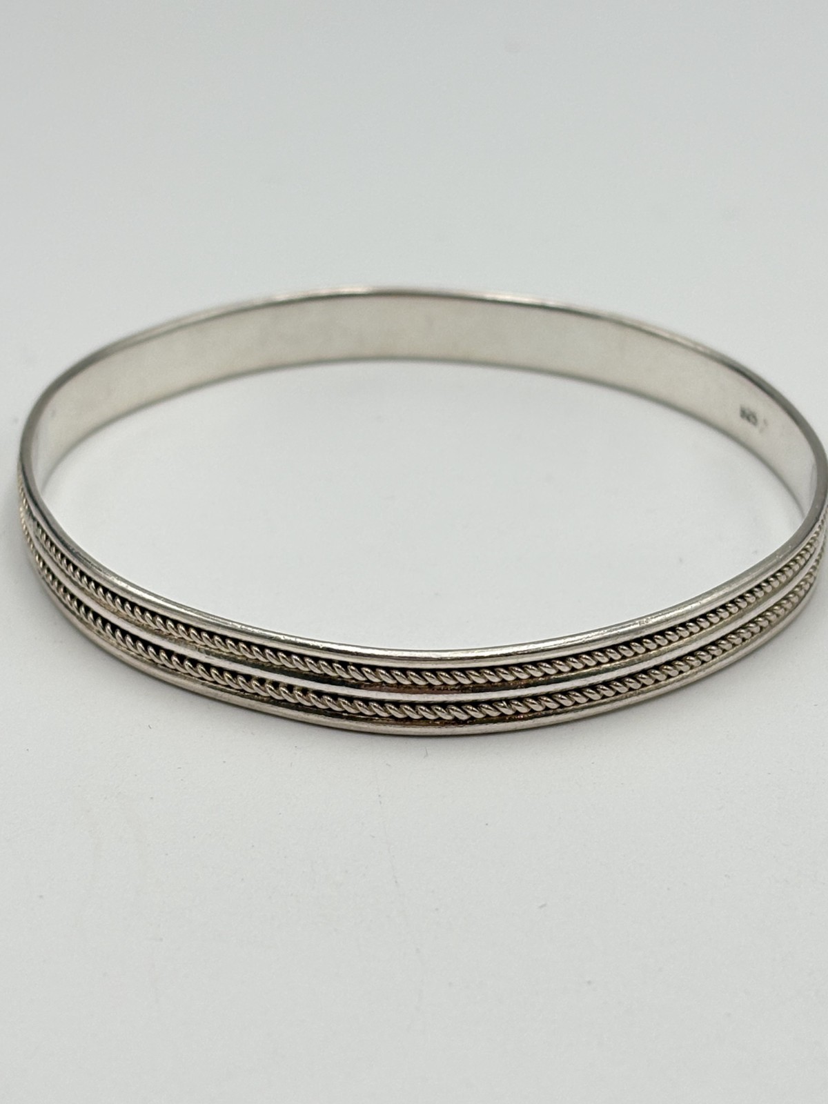 STERLING SILVER 925 8.25″BANGLE BRACELET 7.3mm 17.7g