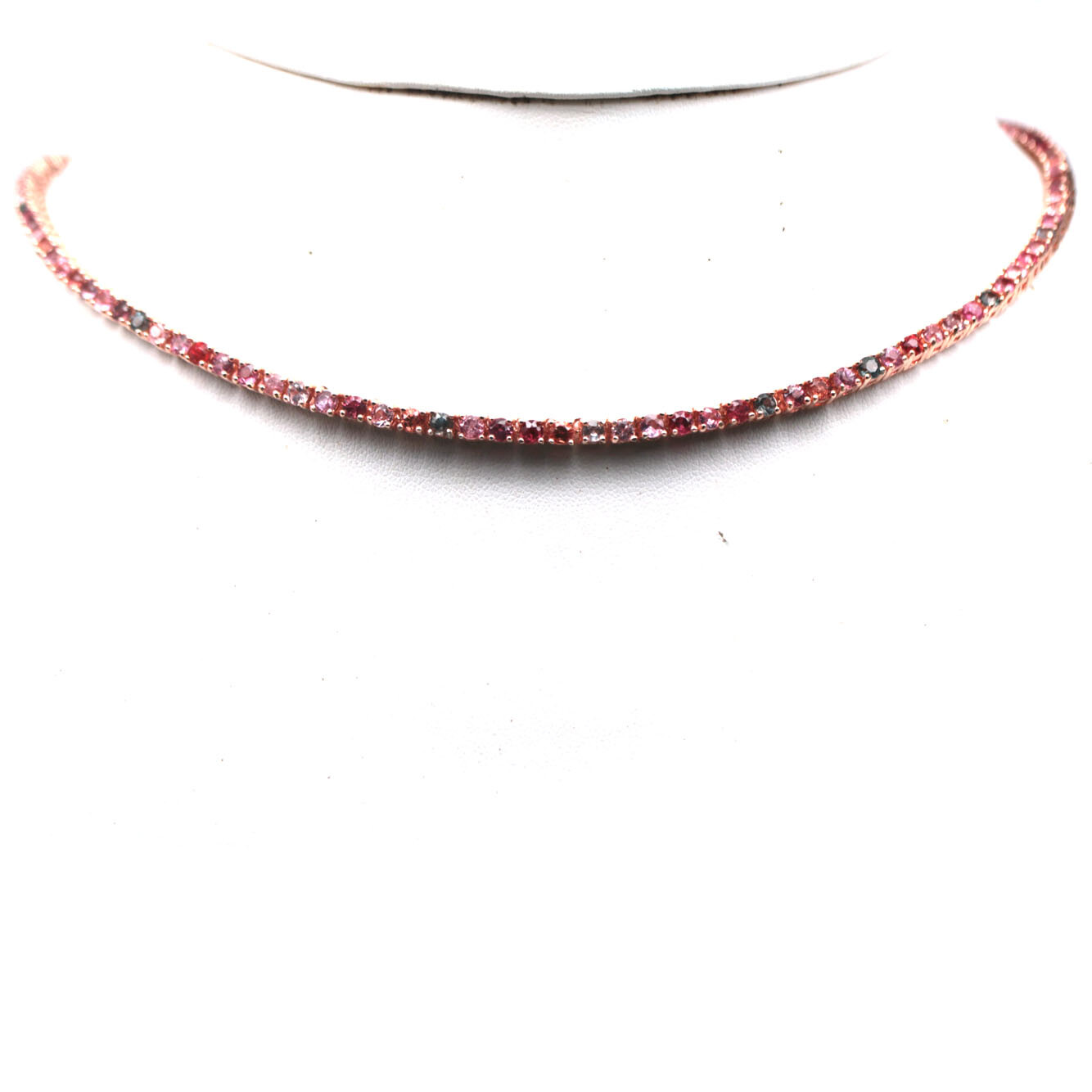 925 Sterling Silver Fancy Color Spinel & Pink Sapphire Necklace 18.0″