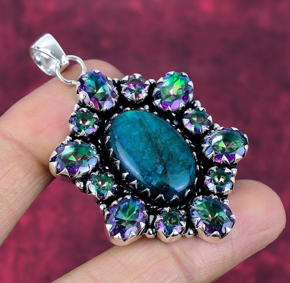 Neon Flash Labradorite Gemstone Handmade 925 Sterling Silver Jewelry Pendant