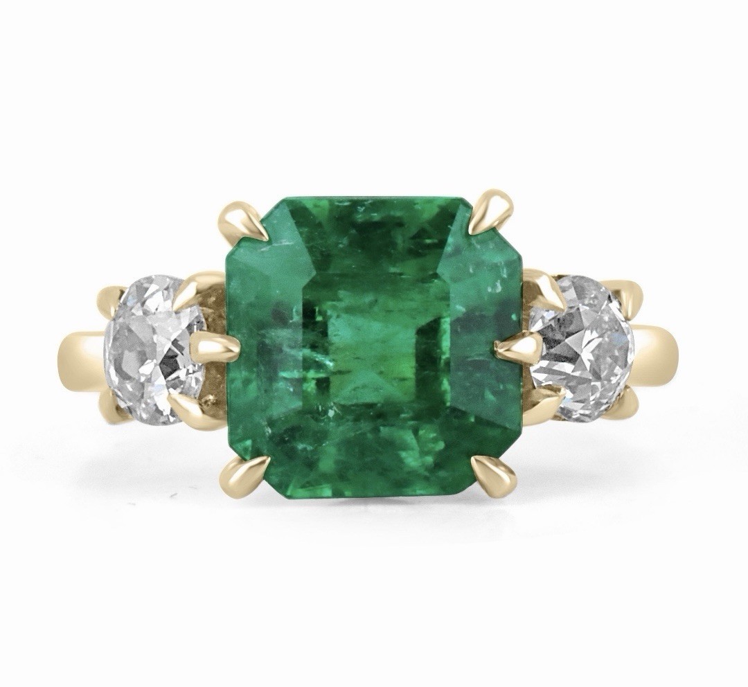 Certified 14k Natural Zambia Emerald Ring 14k Solid Gold Emerald Engagement Ring