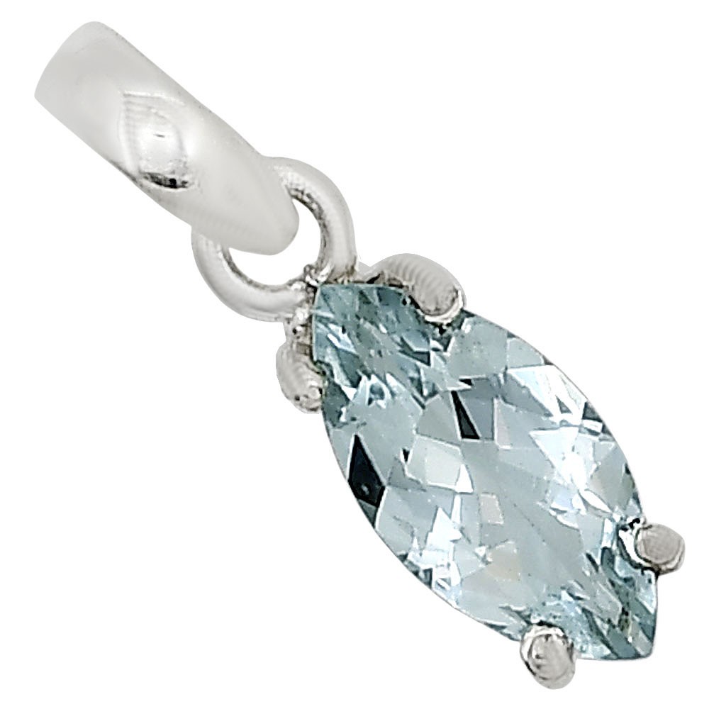 Natural Aquamarine – Brazil 925 Sterling Silver Pendant Jewelry P-1013
