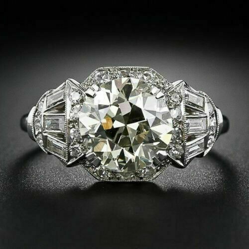 2.20Ct Round Cut Lab-Created Diamond Halo Engagement Ring 14K White Gold Plated