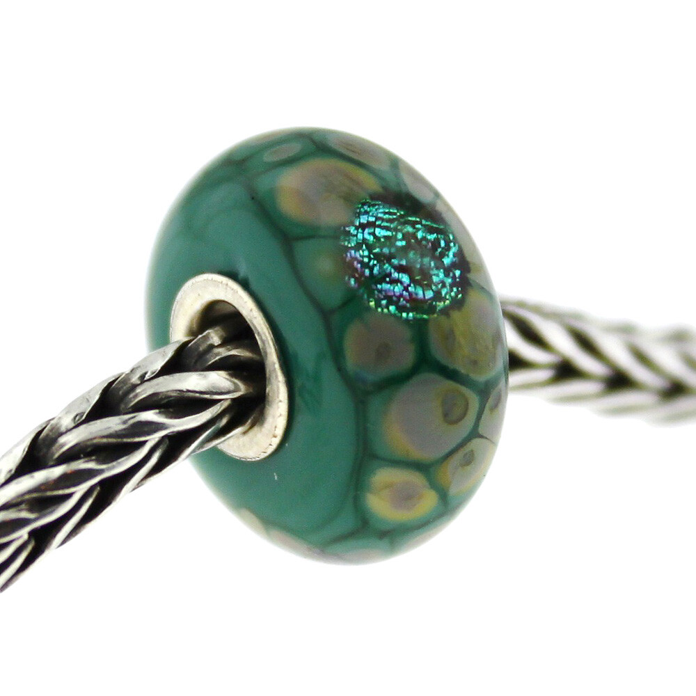 Authentic Trollbeads Glass 62021 Green Flower Mosaic :1