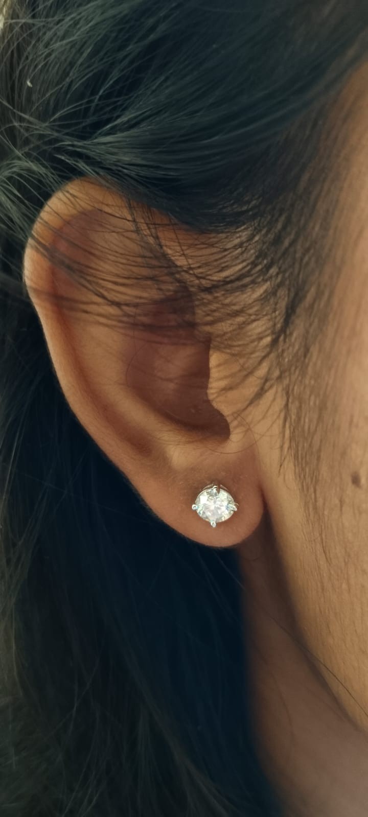 GIA 4.00ct Round Diamond Stud Earrings in 14K Whte Gold with Screw Backs