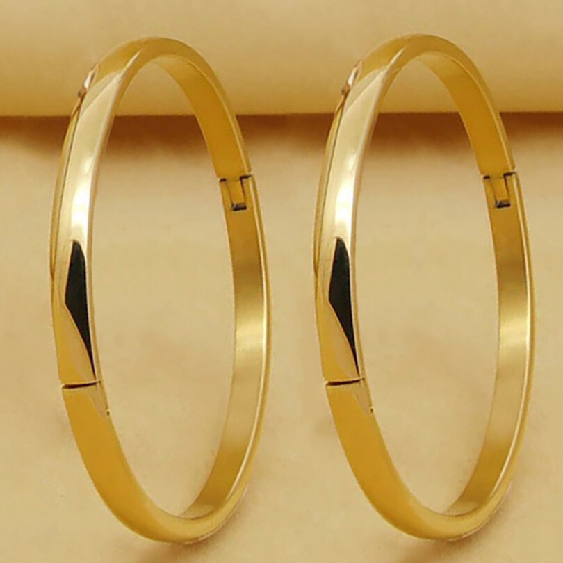 2 PcSet 18k Yellow Gold Filled Small 6″ Womens Opening Bracelet 2-1/8 Dia. D780