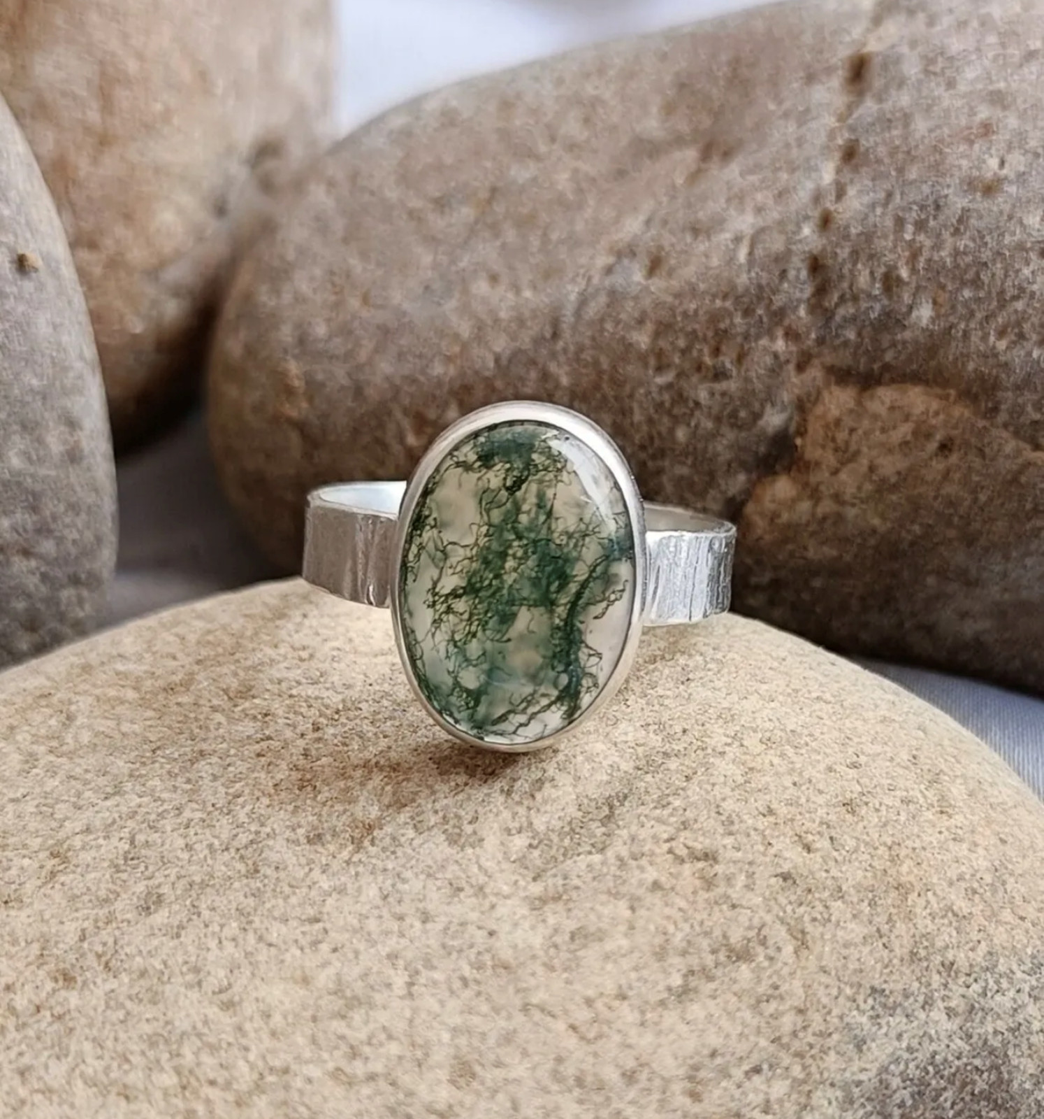 Moss Agate Gemstone Beautiful Stone Color 925 Sterling Silver All Size MO*