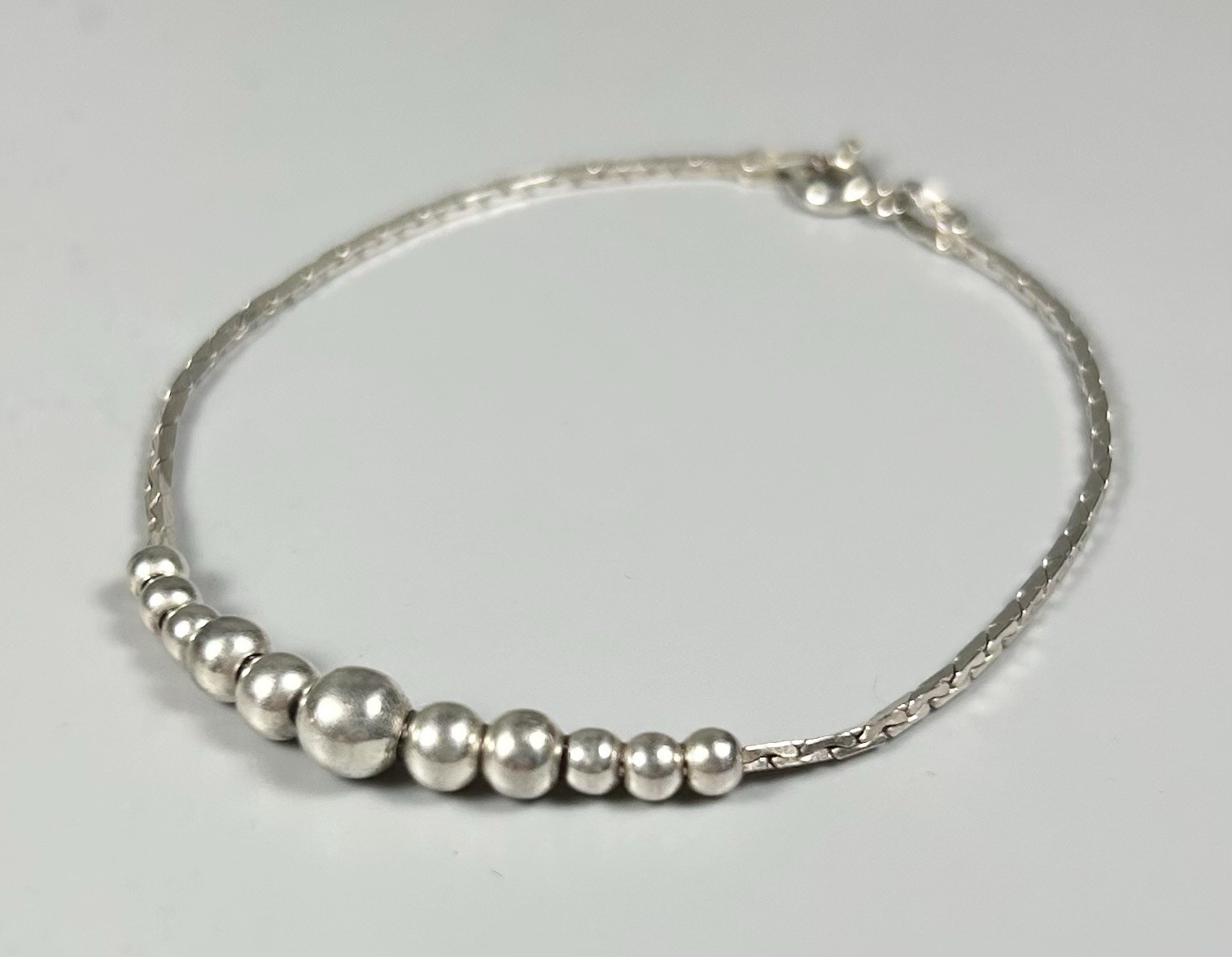 Vtg Designer Milor Italy 925 Sterling Silver Ball Bead Chain Bracelet Sz 6.5”