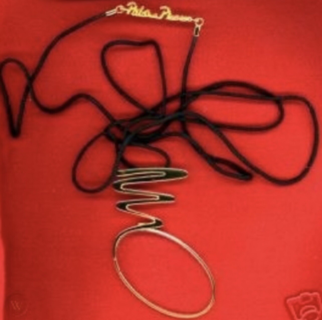 Gold Scribble Paloma Picasso Magnifying Glass Silk Cord Necklace