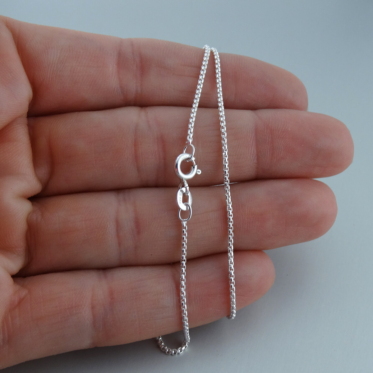 1mm Round Box Chain Necklace – 925 Sterling Silver – 16″ 18″ 20″ 24″ High Shine
