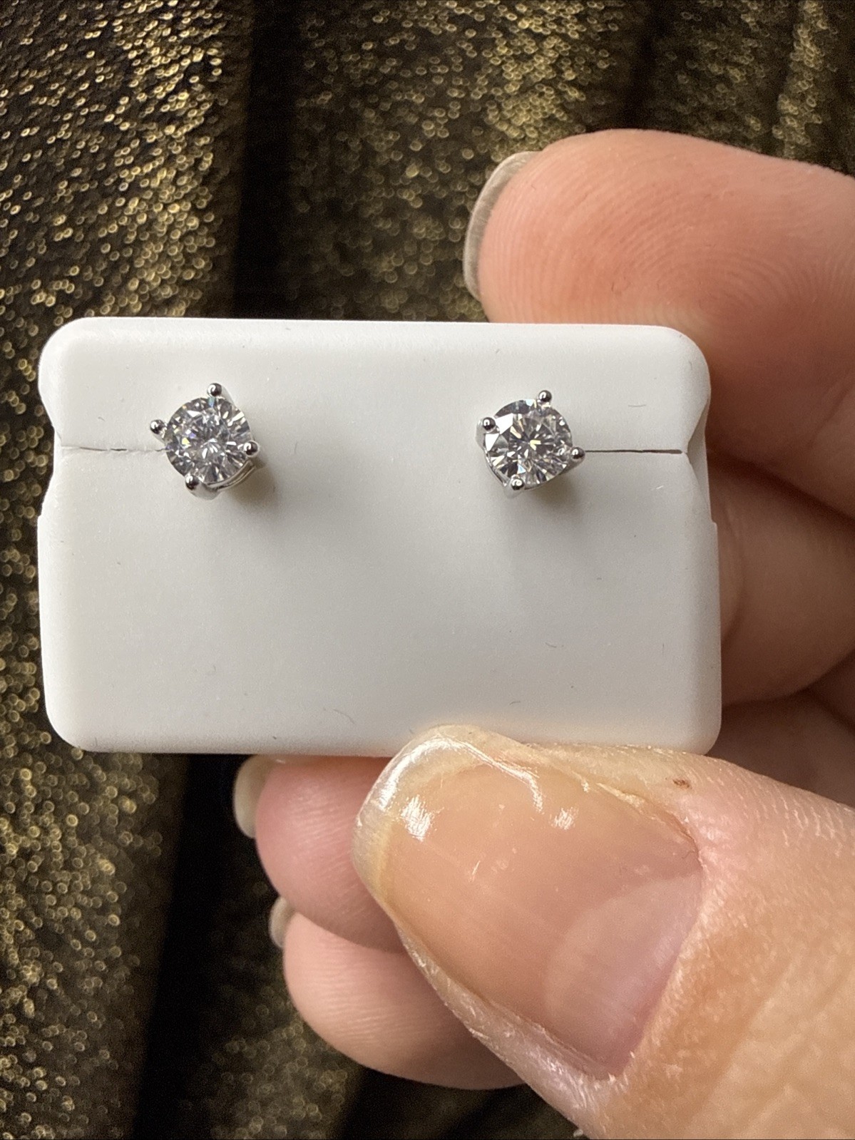 Moissanite 0.50 CTW 925 Sterling Silver Round Stud Earrings Screw Back