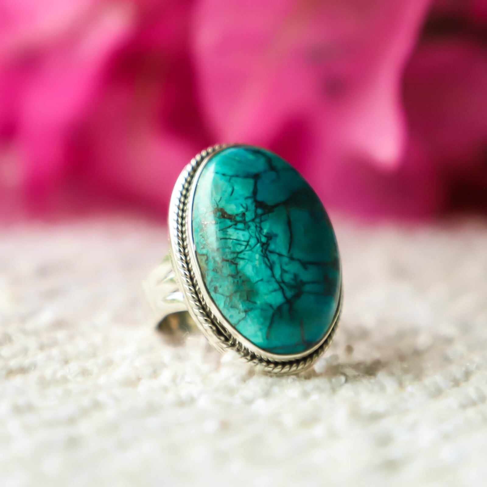 CHRYSOCOLLA NATURAL GEMSTONE 925 SOLID STERLING HANDMADE SILVER JEWELRY RING