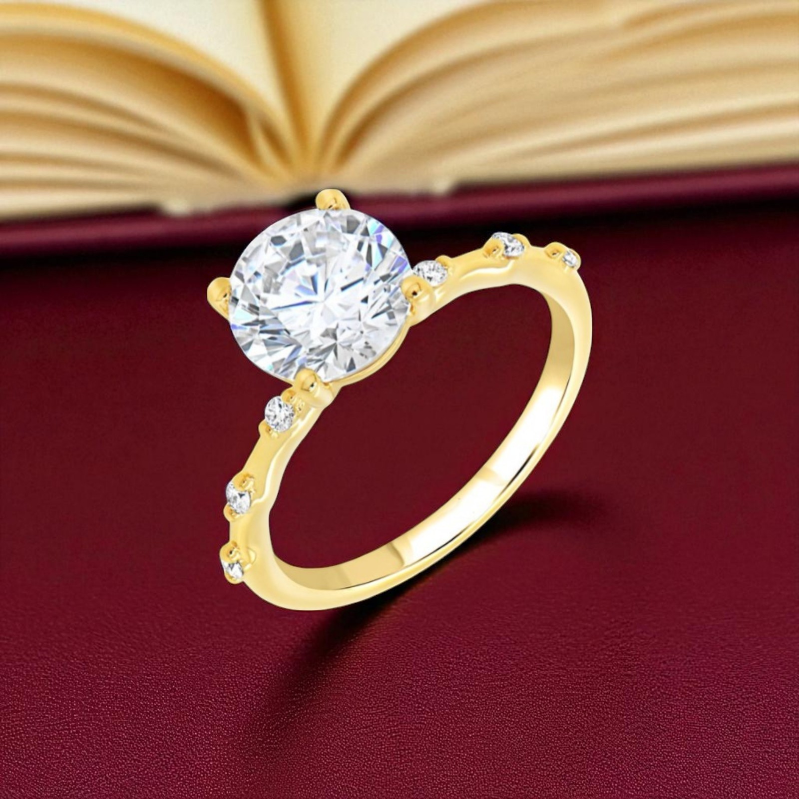 2.20 CT Round Cut Diamond Women Engagement Ring IGI Lab Grown 14K Yellow Gold