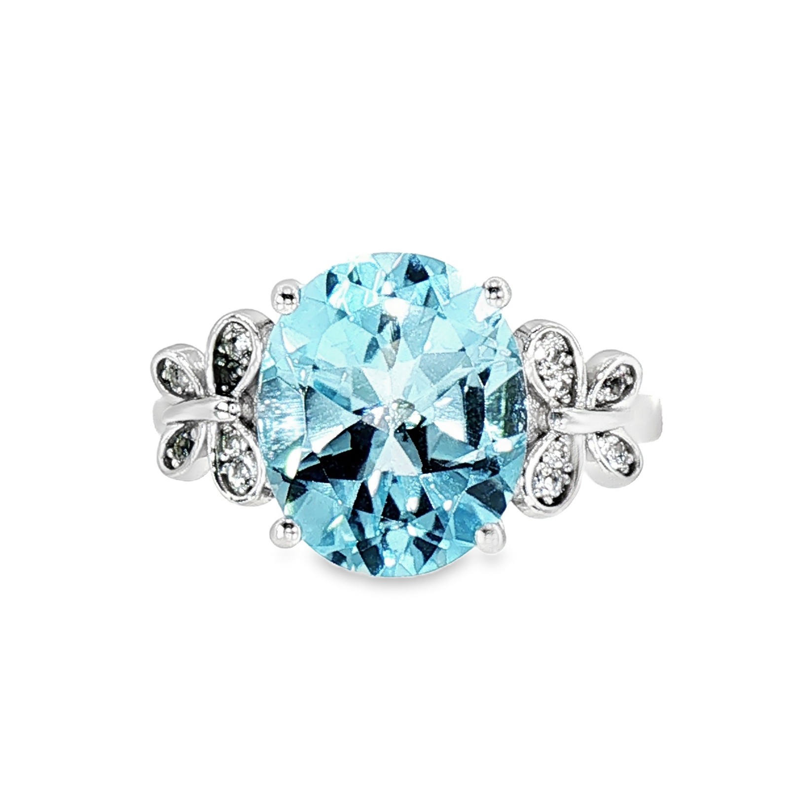 925 Sterling Silver Natural Sky Blue Topaz Ring Oval 4.05gm If To Vvs Size 7