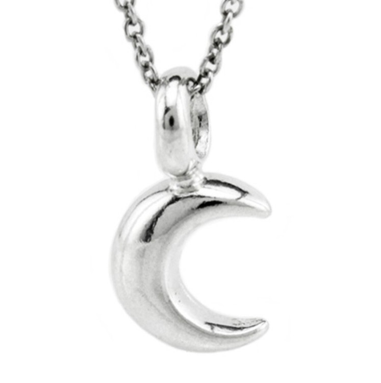 Sterling Silver Tiny Moon Charm Necklace