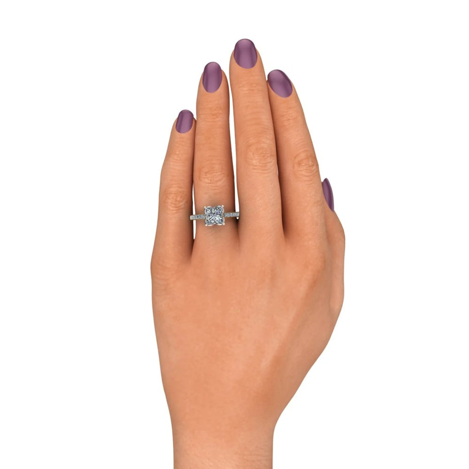 14K Multi-Tone Gold IGI Lab Created Diamond Engagement Ring Princess Cut 3.80 Ct