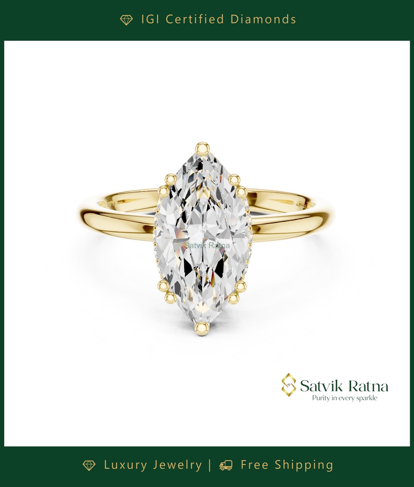 2026 NEW TREND 2CT MARQUISE lab grown diamond proposal ring 14k gold gift female