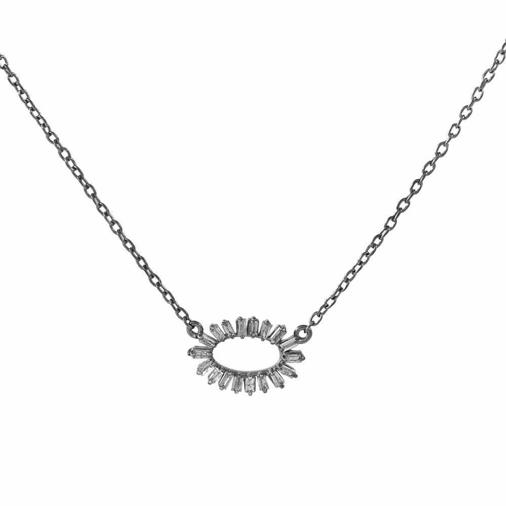 Natural Baguettes Diamond Charm Necklace Solid 925 Silver Chain Jewelry Gifts