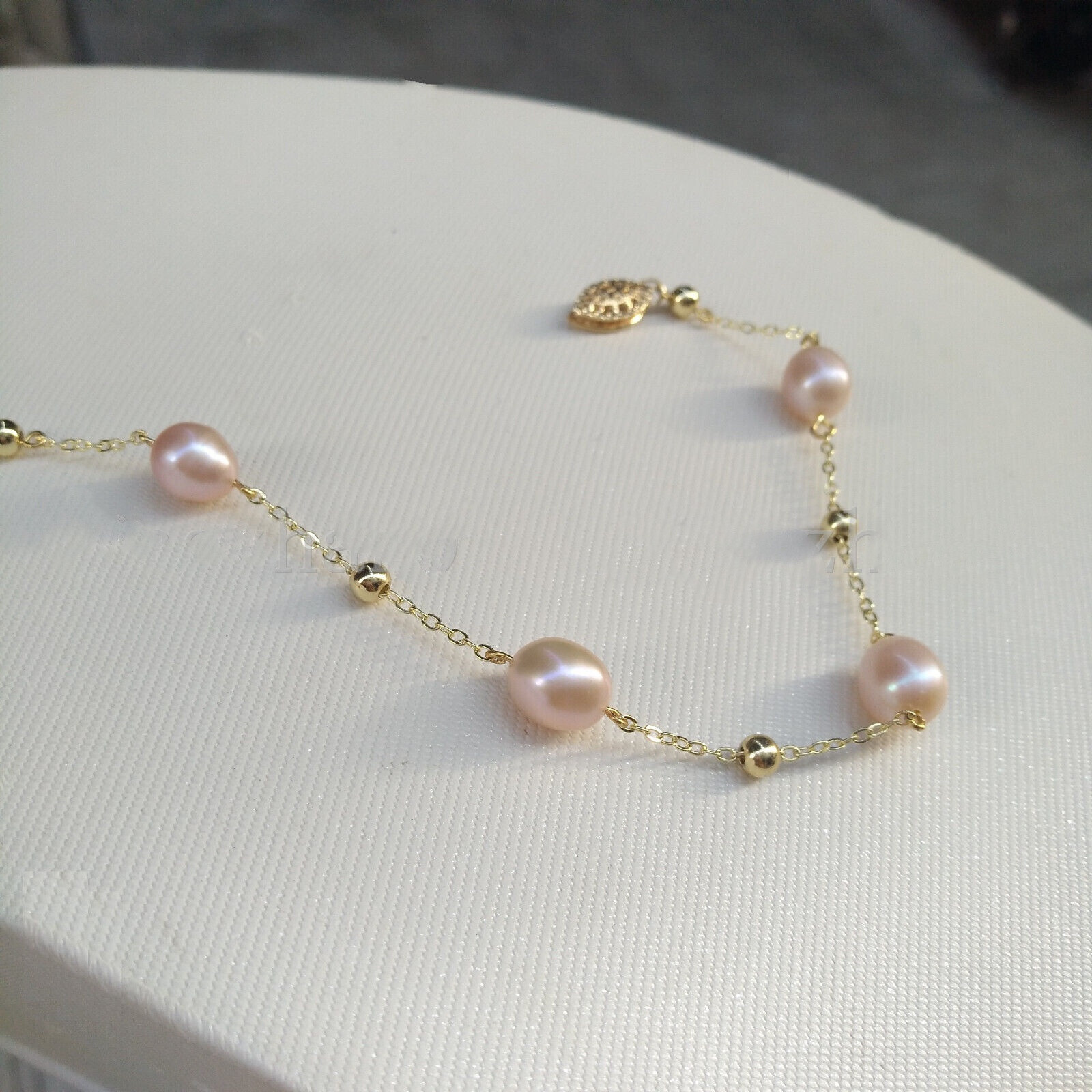 7.5-8″ nice AAA+ real natural south sea 6-7mm pink Pearl Bracelet 14K mum gift