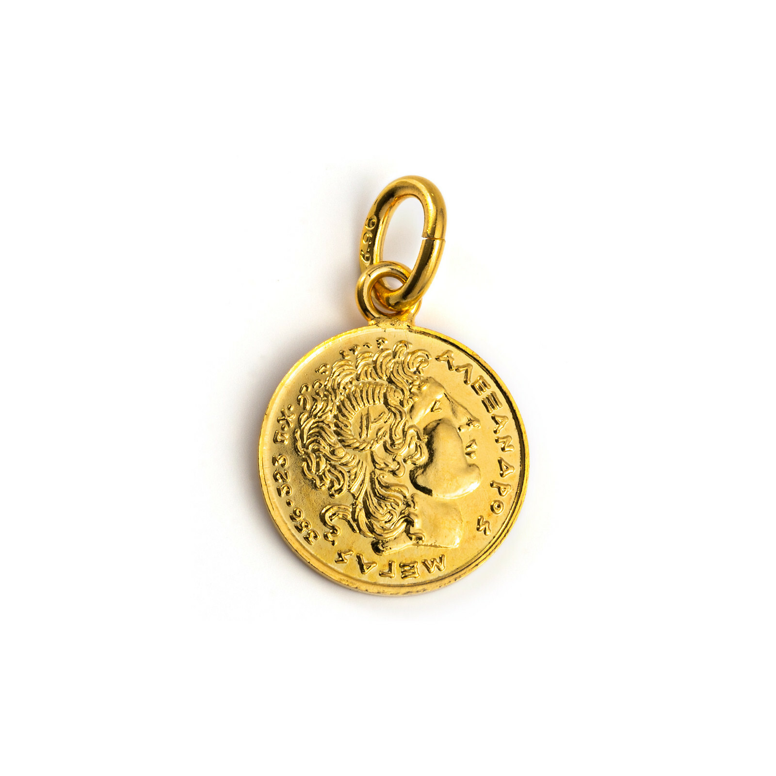 14K Gold Alexander the Great Coin Pendant Ancient Greek Jewelry