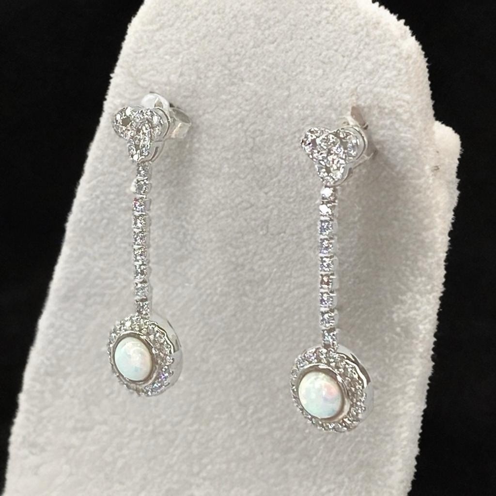Opal Earring Studs Drops 925 Sterling Silver Crystal Gemstones 3.7cm drop New