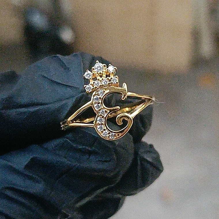 2Ct Round Cut Lab Created Diamond Letter Engagement Ring 14K Yellow Gold Plated