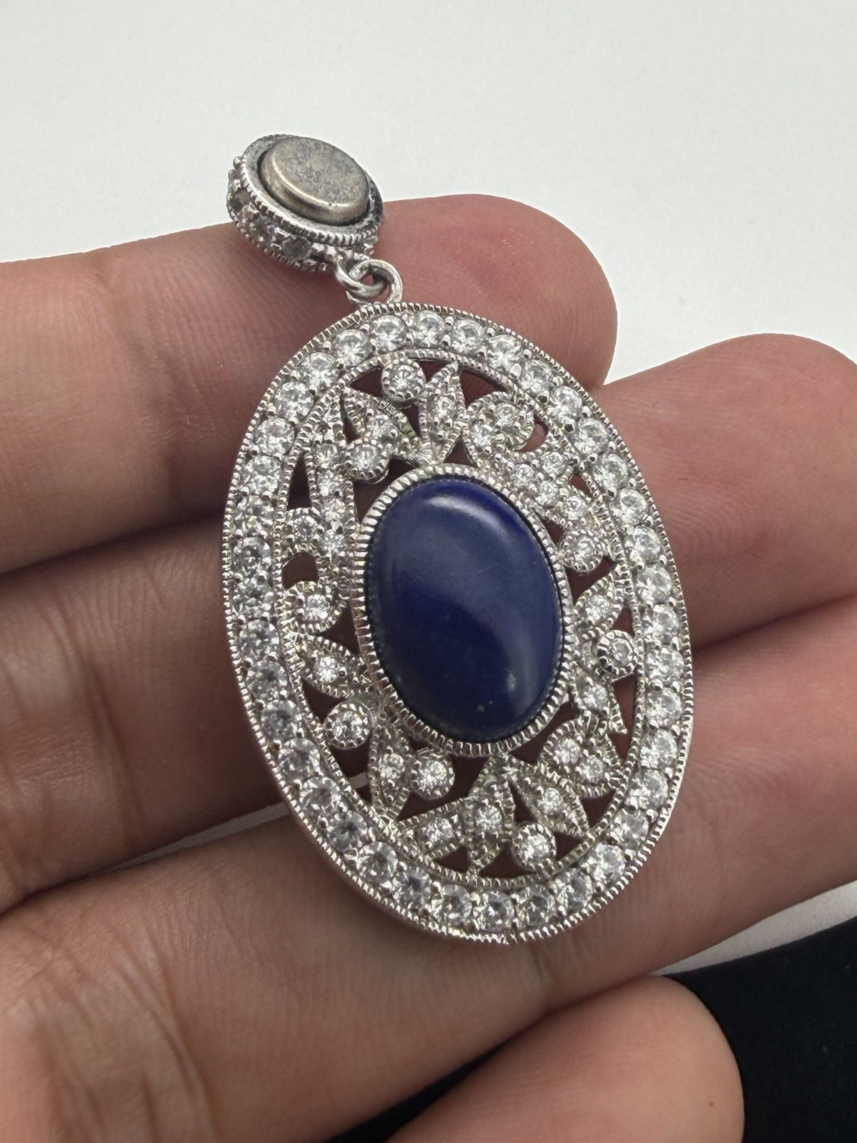 Vintage 925 ESPO Joseph Esposito Magnetic CZ and Lapis Lazuli Pendant