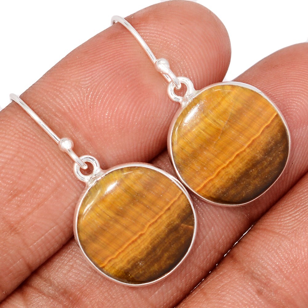 Natural Tiger Eye – South Africa 925 Sterling Silver Earrings Jewelry CE50051